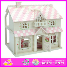 Новые дети деревянная Кукла дом игрушки 2014, популярных симпатичных детей деревянная Кукла дом, Beartiful Принцесса DIY деревянная Кукла дом W06A041